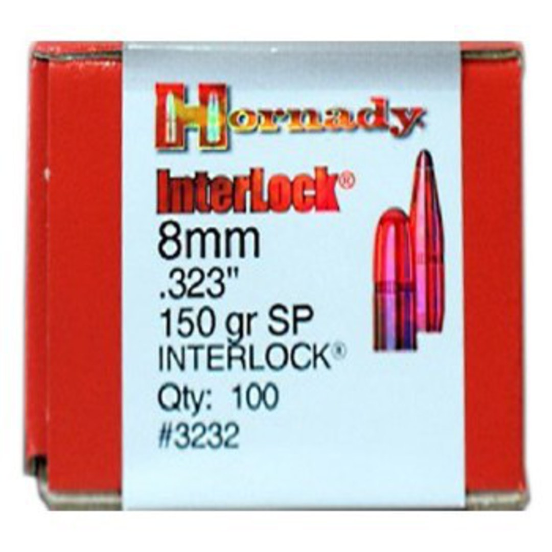 Hornady 8mm .323 InterLock 150gr SP 3232 Box of 100 image 1